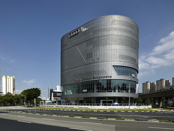 Perforated Great Wall Aluminum Veneer Decoration Singapore Audi Showroom