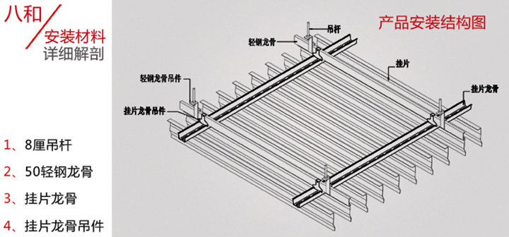 7字铝挂片吊顶安装结构