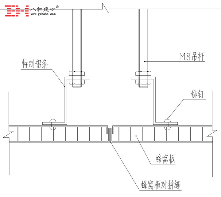 铝蜂窝板吊顶天花安装节点方案一