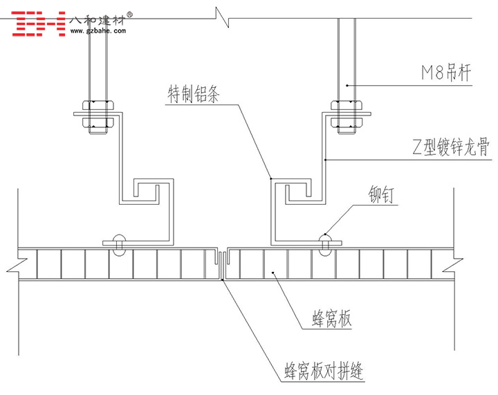 铝蜂窝板吊顶天花安装节点方案二