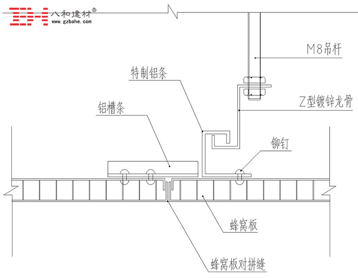 铝蜂窝板吊顶天花安装节点方案三