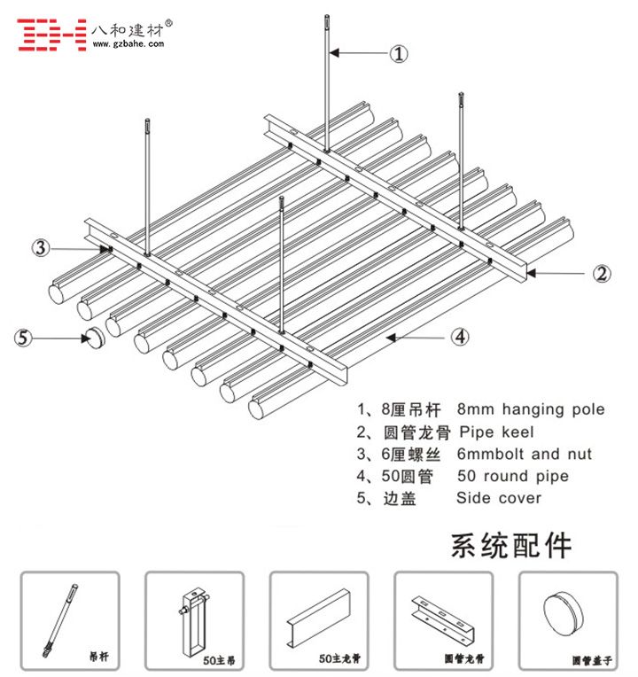 O型铝圆管安装节点