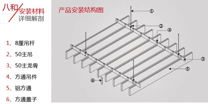 型材铝方通安装结构